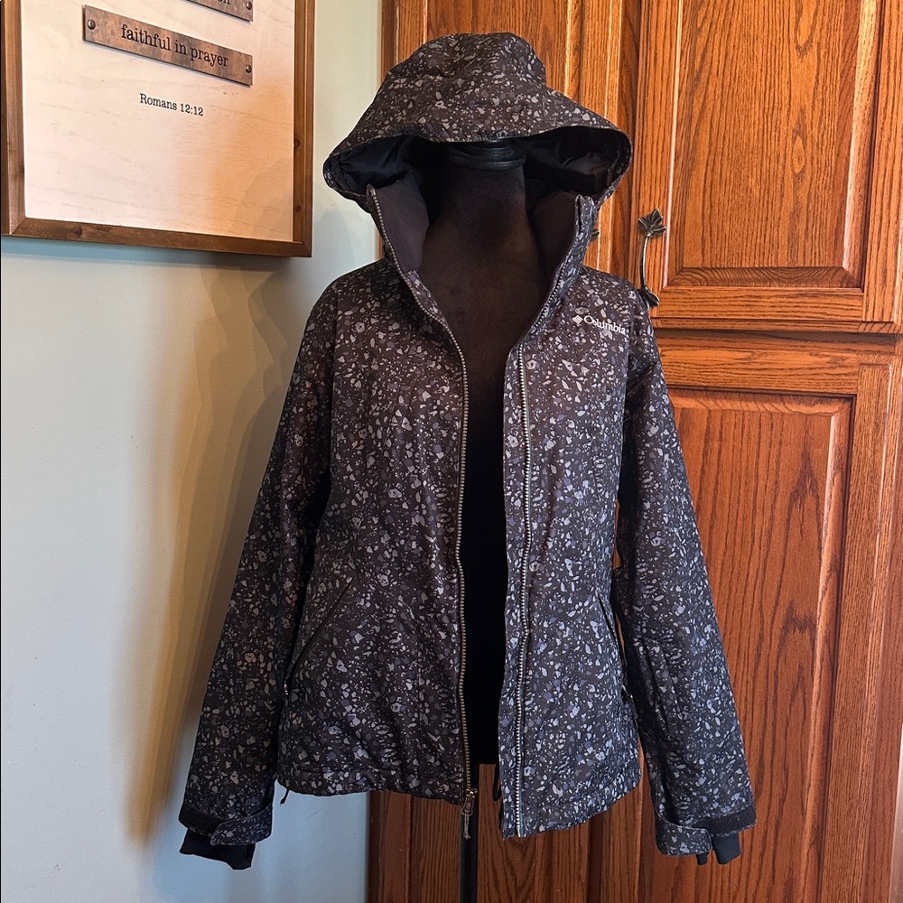 Columbia Omni-Heat Black, Gray & Navy Speckled Jacket